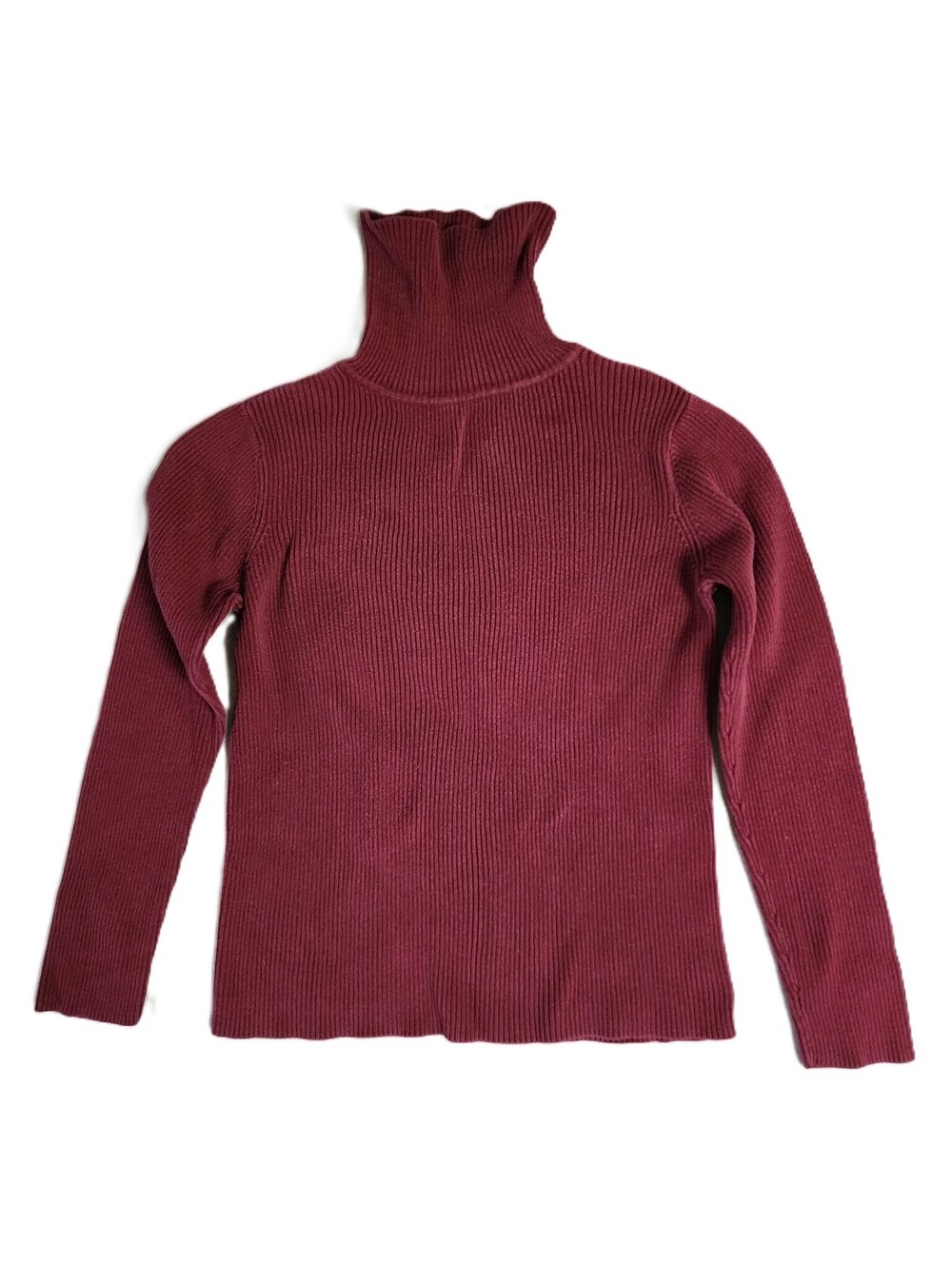 Appleseed's Women's Burgundy Ribbed Turtleneck Sweater Small Long Sleeve Cotton